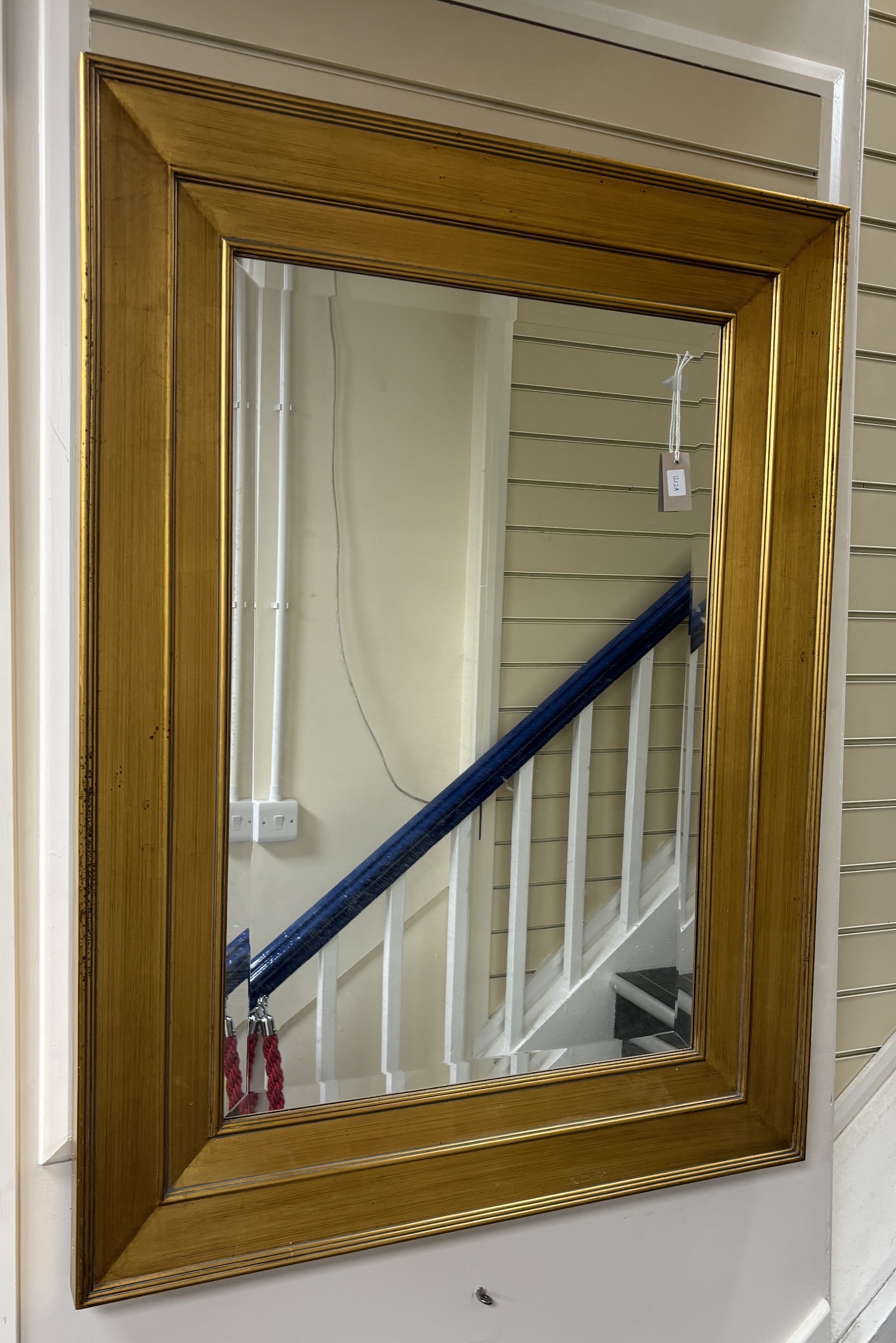 A Contemporary rectangular gilt framed wall mirror, width 90cm, height 120cm